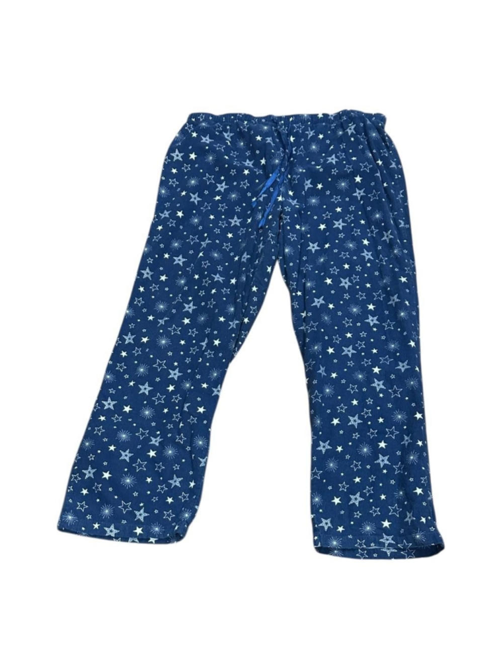 Pajama Pants Womens L Blue Star Space Print Flannel Lounge Sleep PJs Drawstring